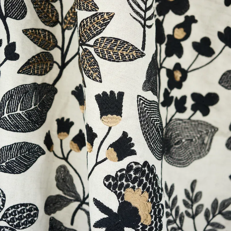 EMALINE EMBROIDERY fabric BLACK color by Schumacher
