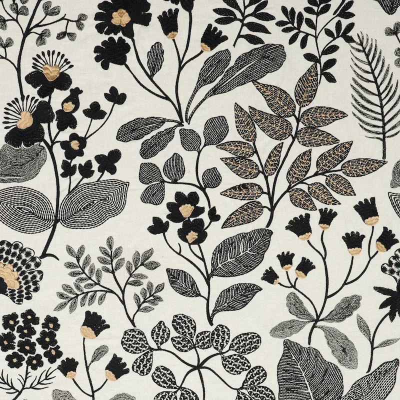 EMALINE EMBROIDERY fabric BLACK color by Schumacher