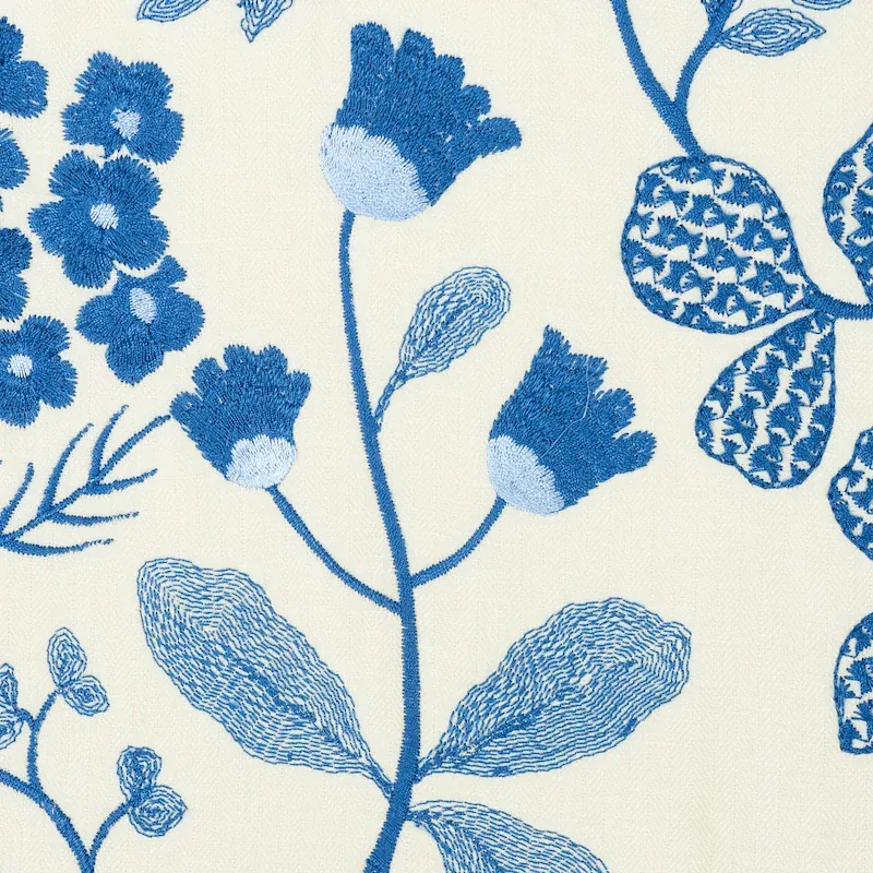 EMALINE EMBROIDERY fabric BLUE color by Schumacher