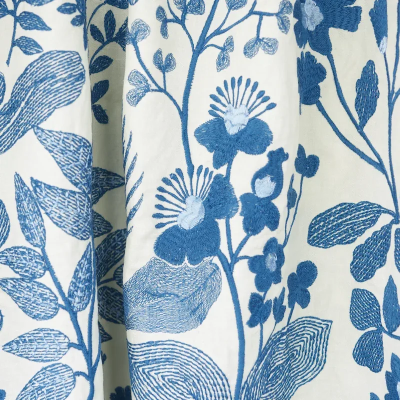 EMALINE EMBROIDERY fabric BLUE color by Schumacher