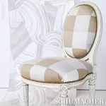 EMBROIDERED TILE fabric LIGHT NEUTRAL color by Schumacher