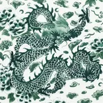 EMPRESS DRAGON fabric EMERALD color by Schumacher