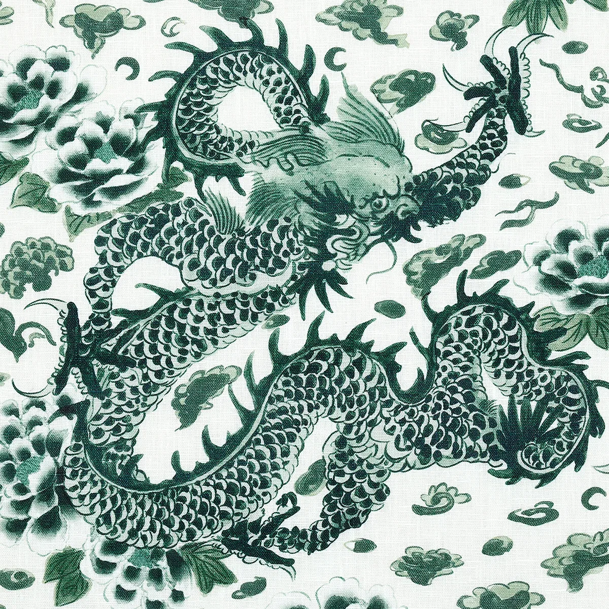 EMPRESS DRAGON fabric EMERALD color by Schumacher