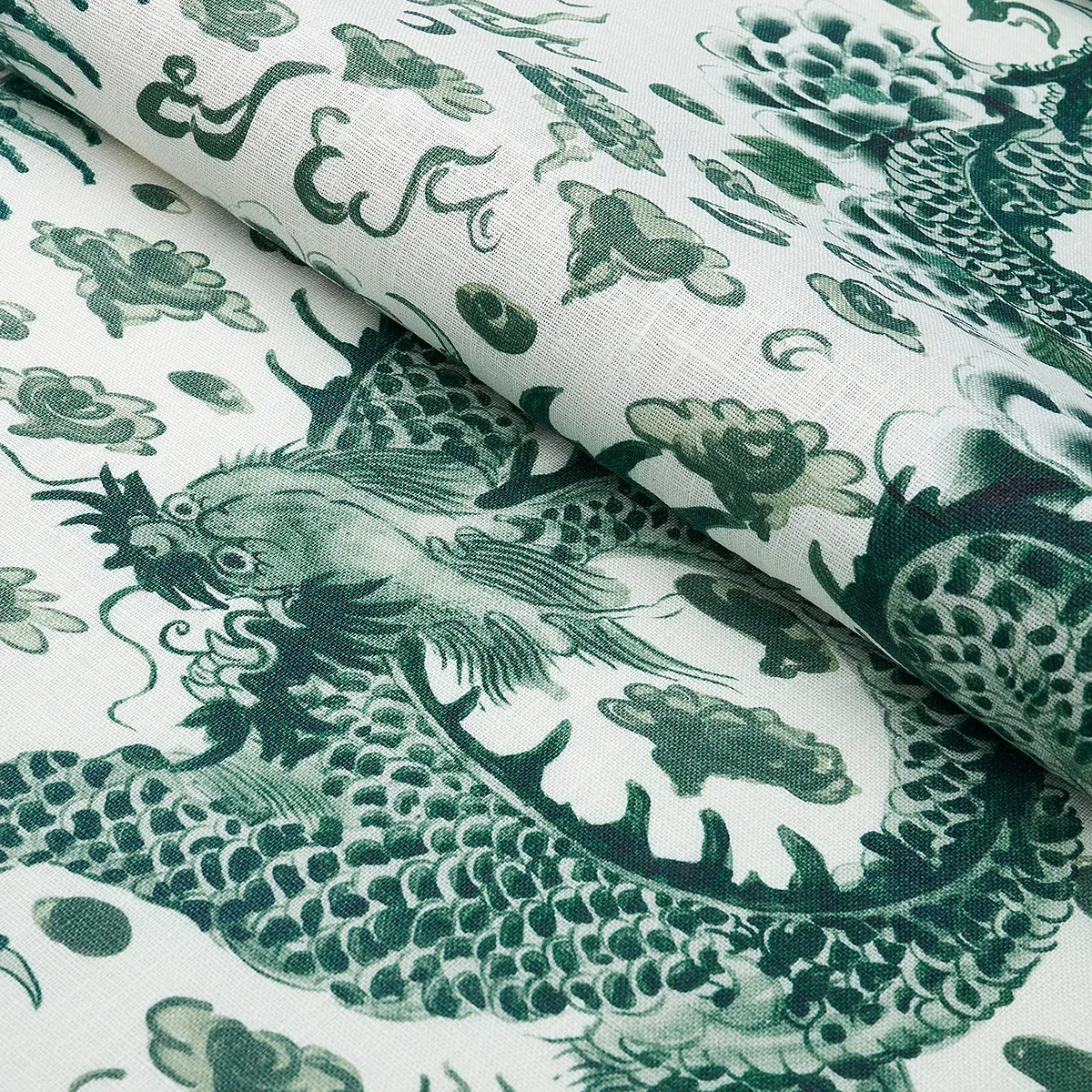 EMPRESS DRAGON fabric EMERALD color by Schumacher