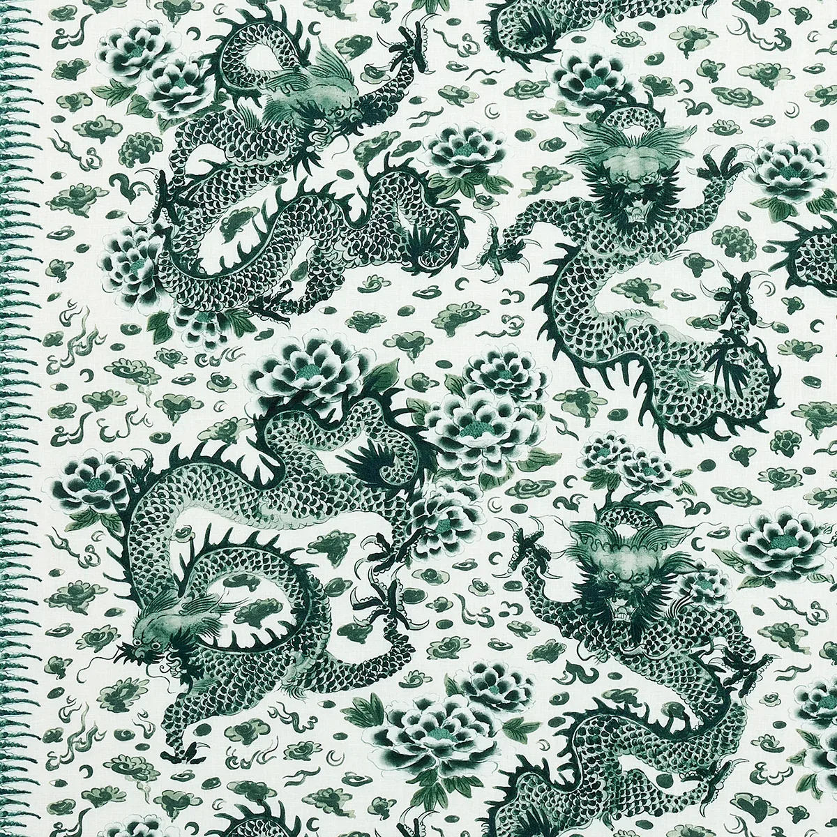 EMPRESS DRAGON fabric EMERALD color by Schumacher