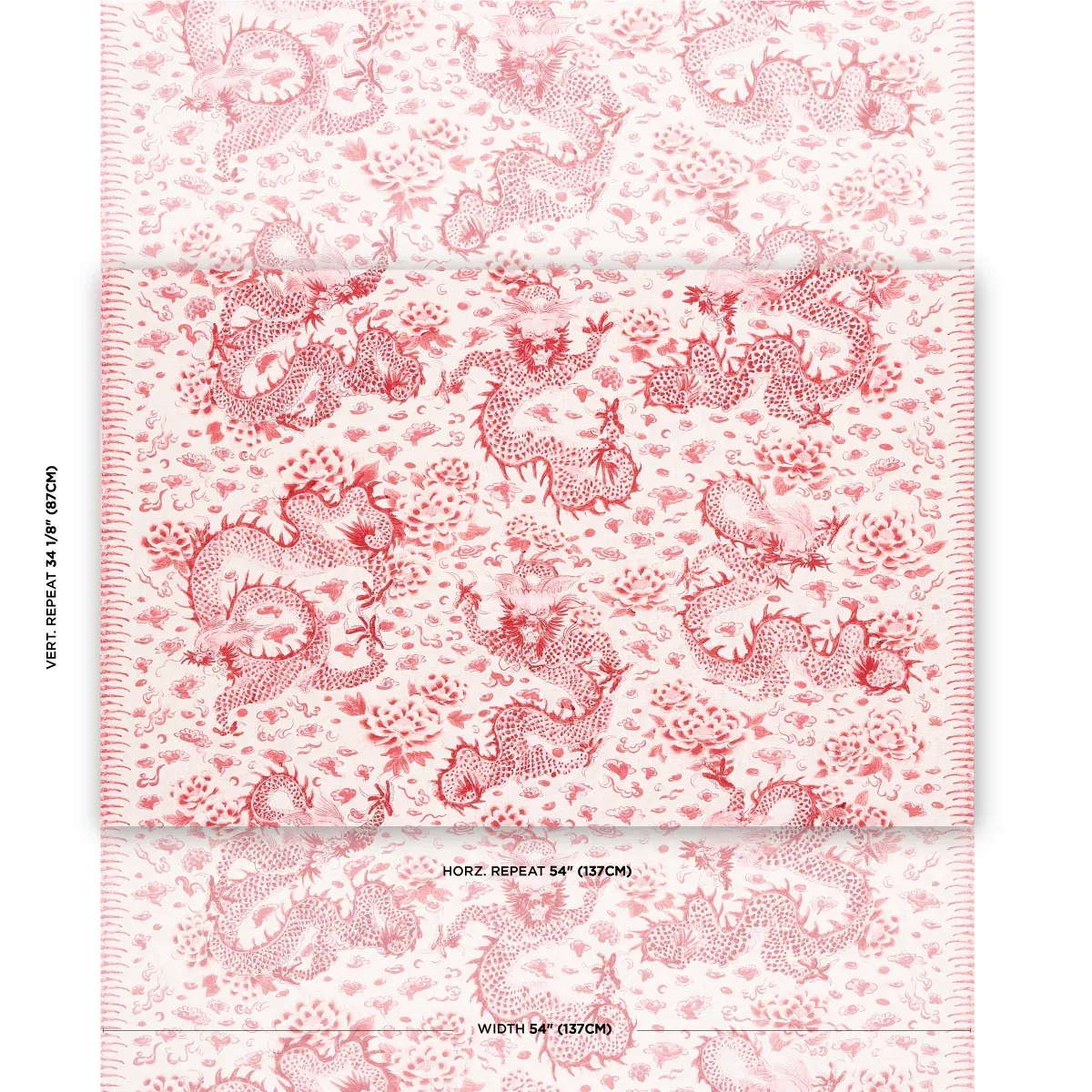 EMPRESS DRAGON fabric ROSE color by Schumacher