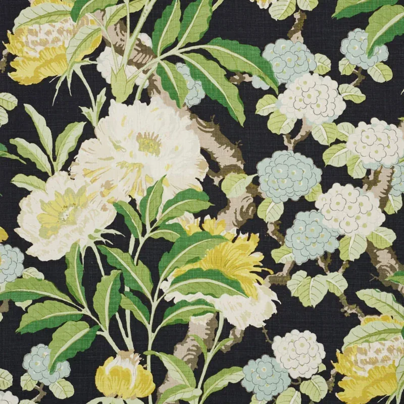 ENCHANTED GARDEN fabric BLACK color by Schumacher