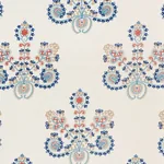 ESTRELLA EMBROIDERY Fabric – INDIGO SPICE | Schumacher | Wal ESTRELLA EMBROIDERY fabric INDIGO SPICE color by Schumacher