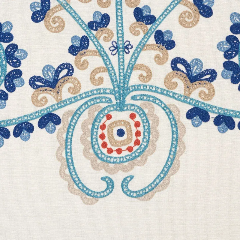 ESTRELLA EMBROIDERY Fabric – INDIGO SPICE | Schumacher | Wal ESTRELLA EMBROIDERY fabric INDIGO SPICE color by Schumacher