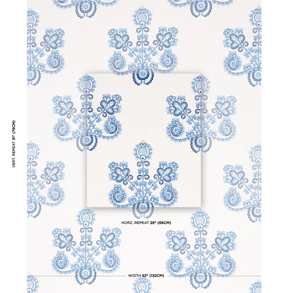 ESTRELLA EMBROIDERY fabric PORCELAIN color by Schumacher