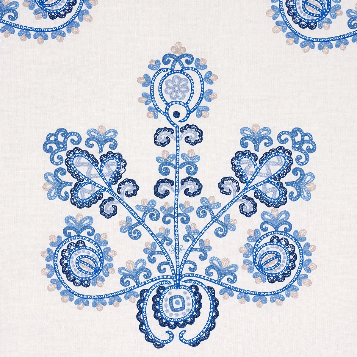 ESTRELLA EMBROIDERY fabric PORCELAIN color by Schumacher
