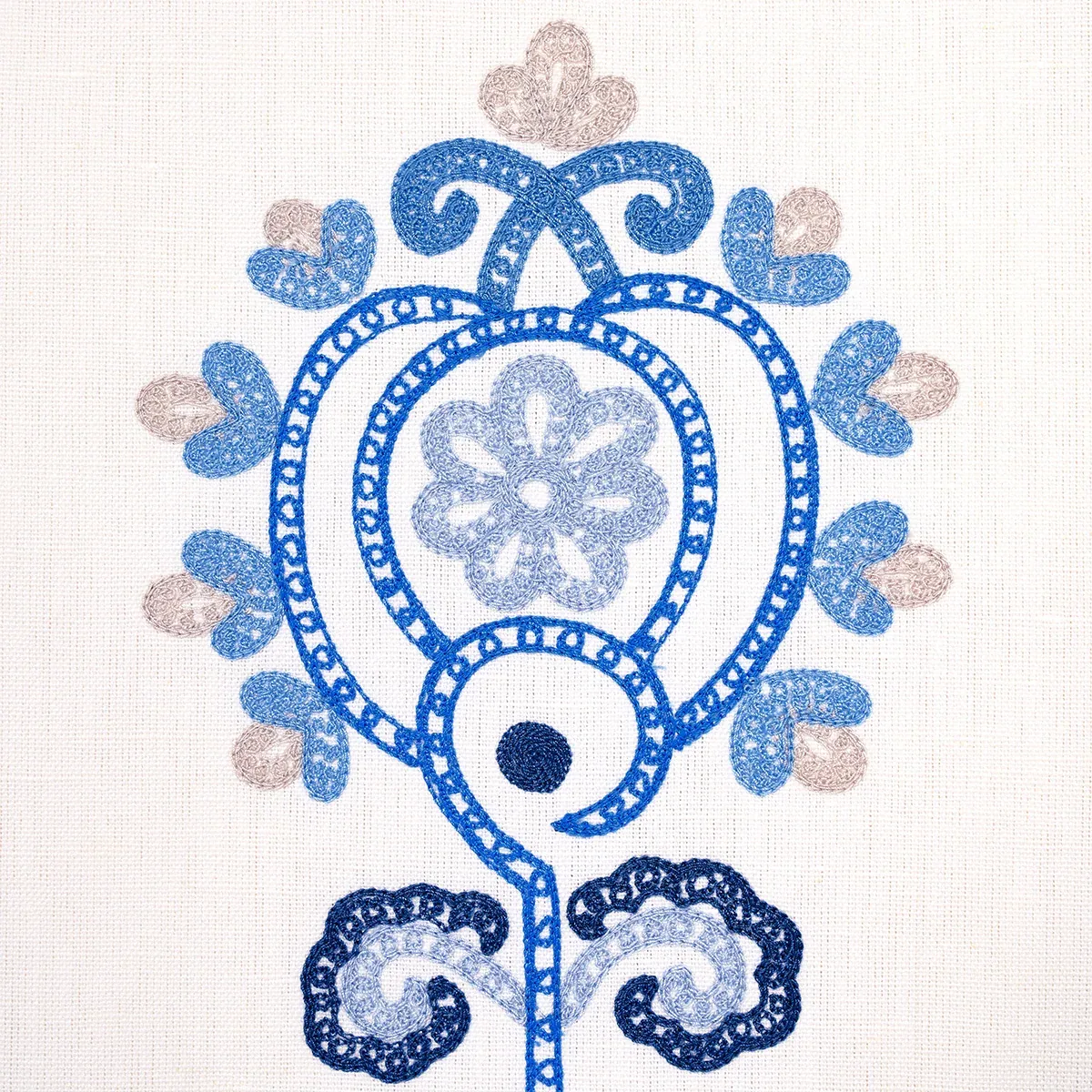 ESTRELLA EMBROIDERY fabric PORCELAIN color by Schumacher