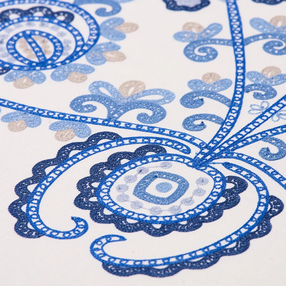 ESTRELLA EMBROIDERY fabric PORCELAIN color by Schumacher
