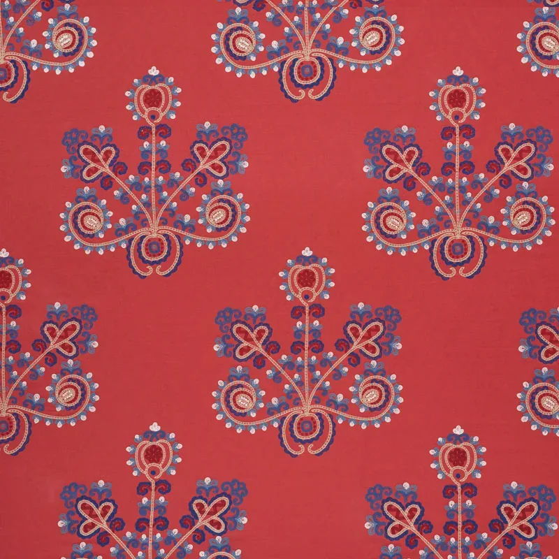ESTRELLA EMBROIDERY Fabric – VERMILION | Schumacher | Wallpa ESTRELLA EMBROIDERY fabric VERMILION color by Schumacher