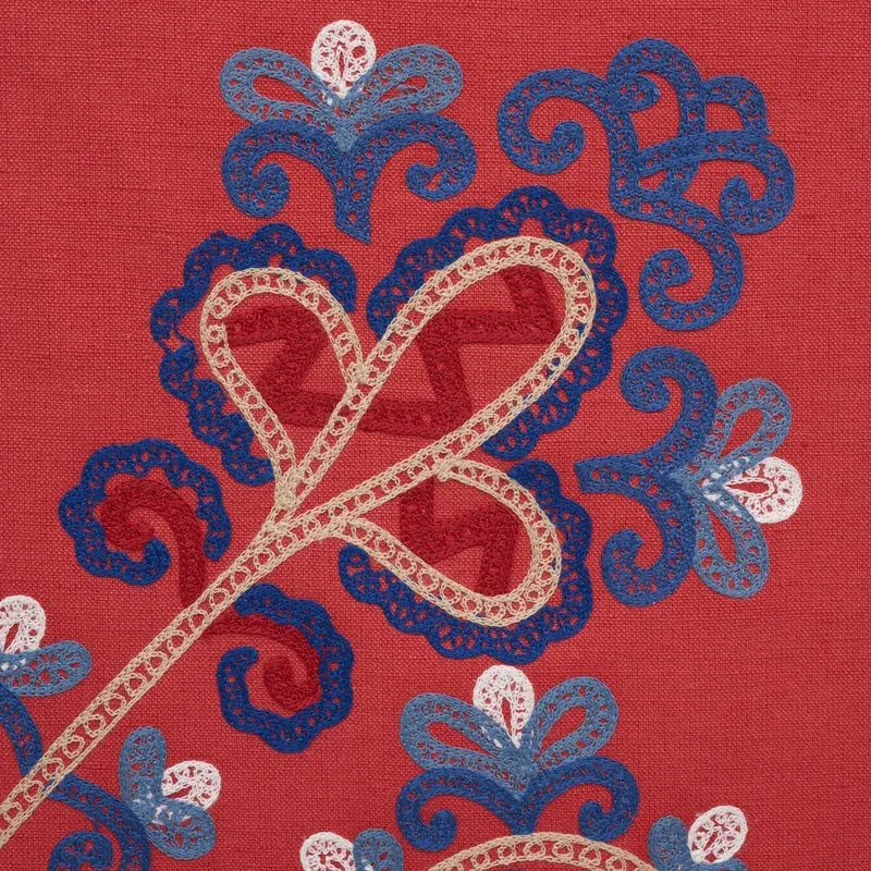ESTRELLA EMBROIDERY Fabric – VERMILION | Schumacher | Wallpa ESTRELLA EMBROIDERY fabric VERMILION color by Schumacher