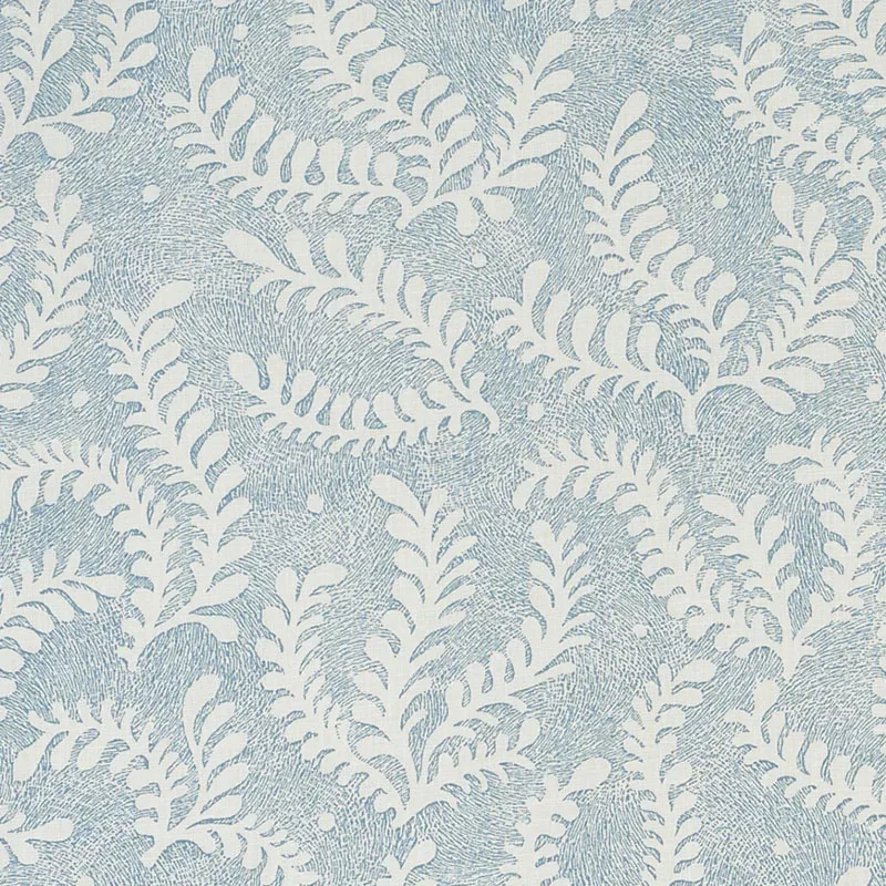 ETCHED FERN fabric BLUE color by Schumacher