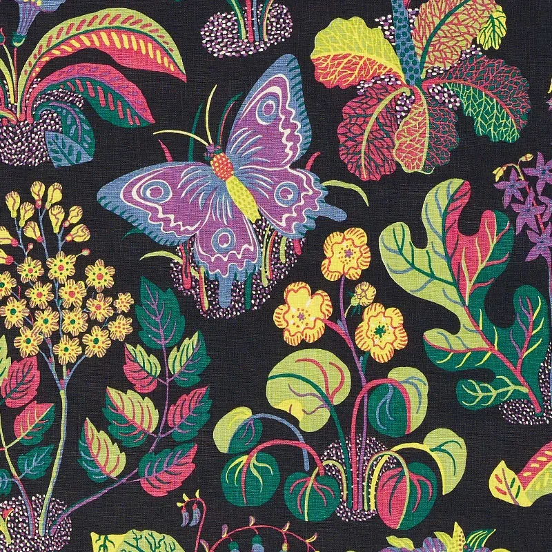 EXOTIC BUTTERFLY fabric BLACK color by Schumacher