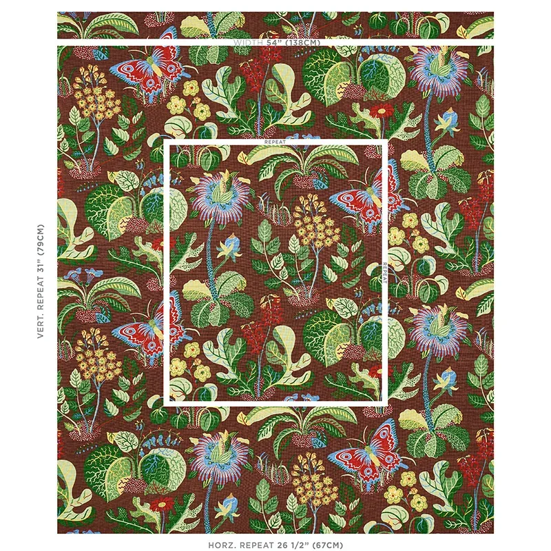 EXOTIC BUTTERFLY Fabric – BROWN | Schumacher | Wallpaper Twi EXOTIC BUTTERFLY fabric BROWN color by Schumacher