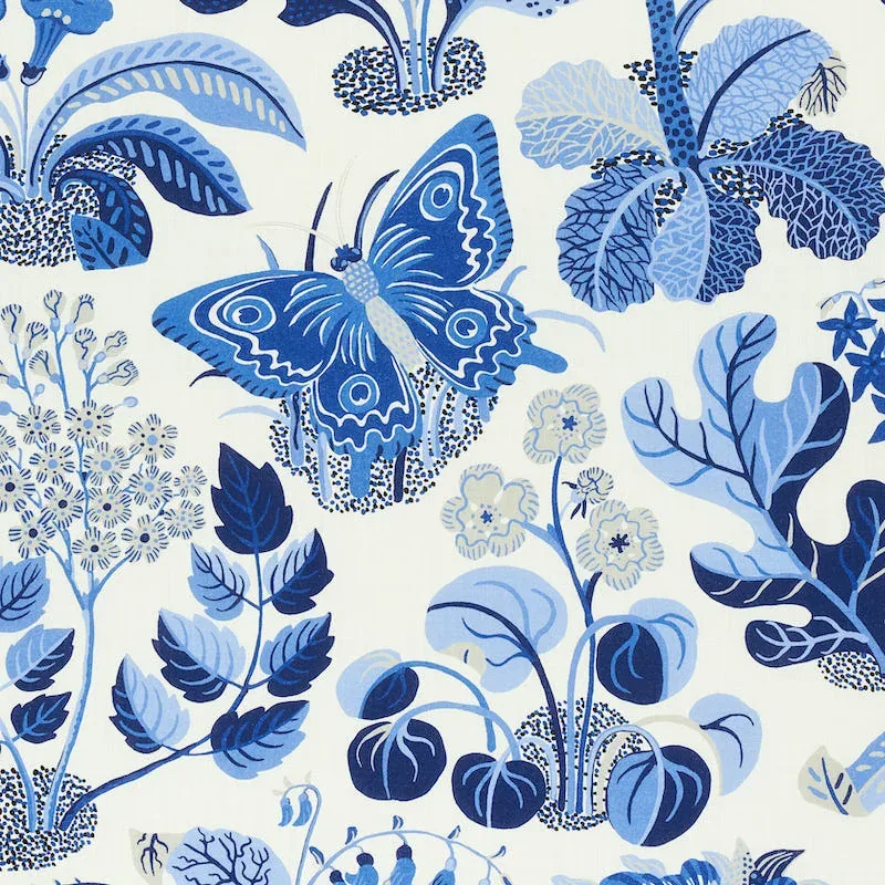 EXOTIC BUTTERFLY INDOOR/OUTDOOR fabric MARINE color by Schumacher