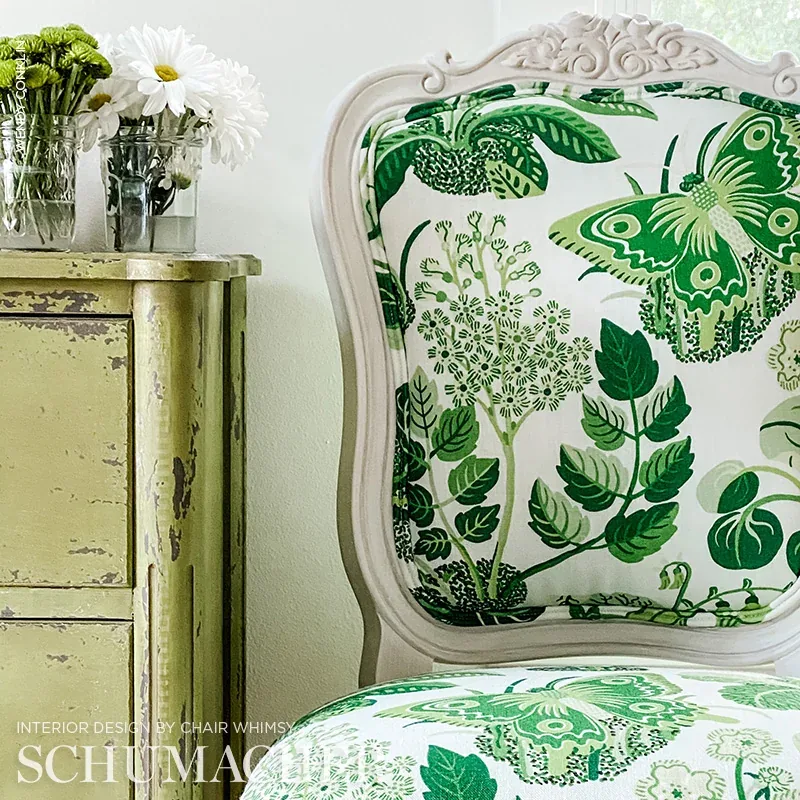 EXOTIC BUTTERFLY Fabric – LEAF | Schumacher | Wallpaper Twin EXOTIC BUTTERFLY fabric LEAF color by Schumacher