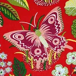EXOTIC BUTTERFLY Fabric – RED | Schumacher | Wallpaper Twins EXOTIC BUTTERFLY fabric RED color by Schumacher