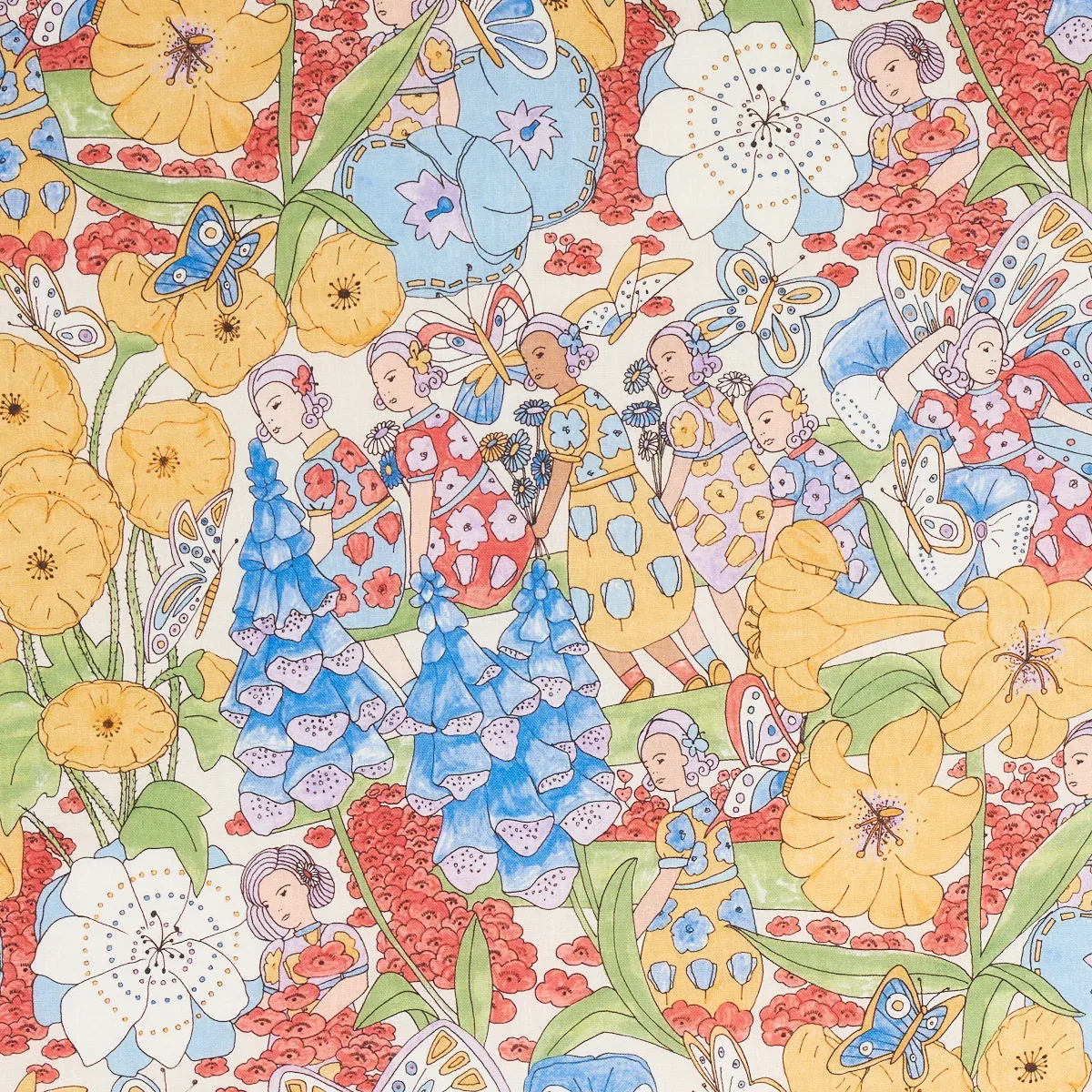FAIRIE GARDEN fabric YELLOW AND IVORY color by Schumacher