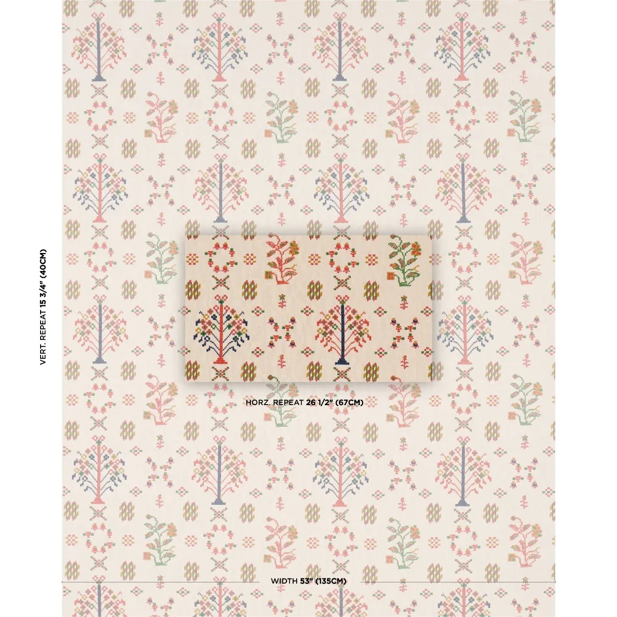 FAIRVIEW CROSS STITCH EMBROIDERY fabric MULTI color by Schumacher