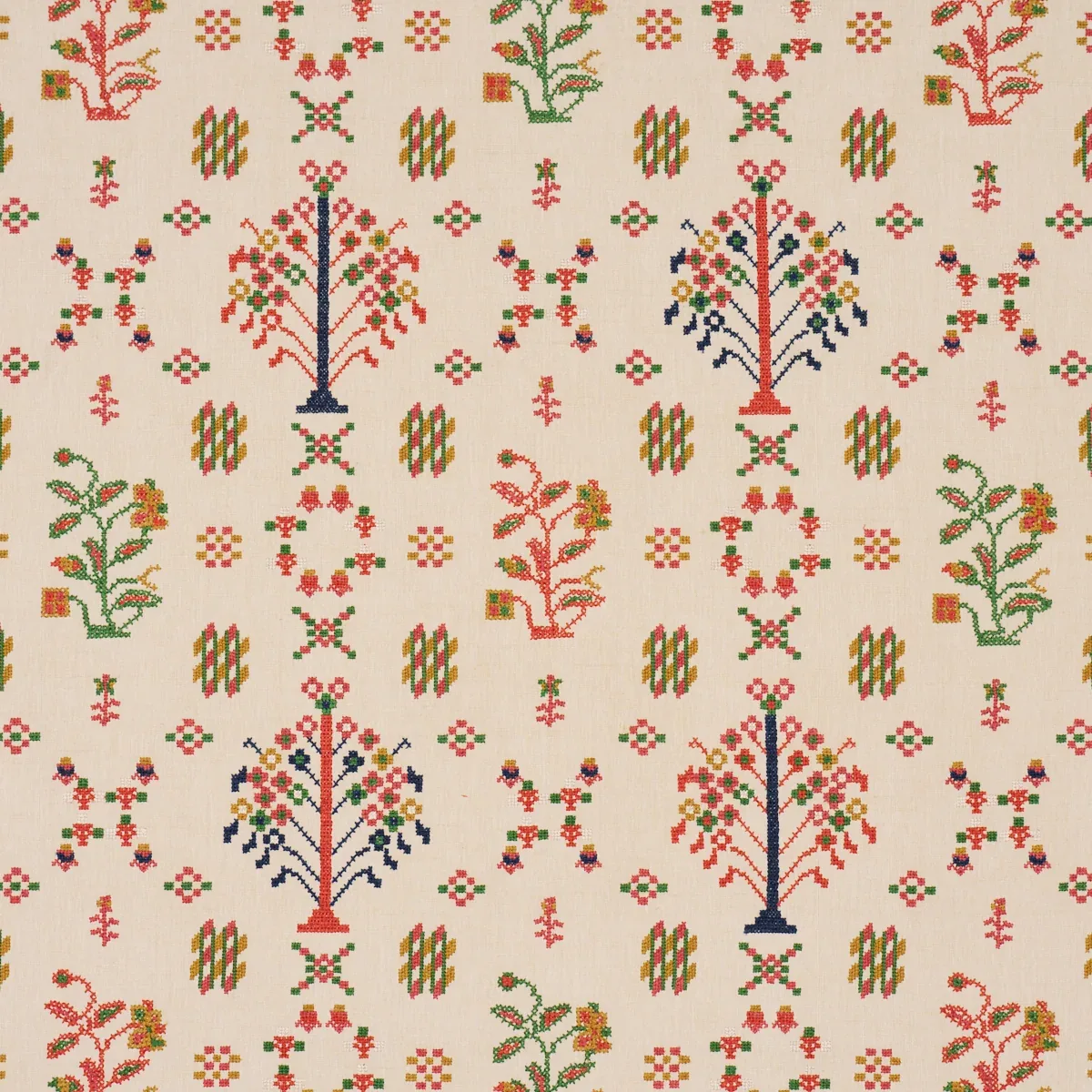 FAIRVIEW CROSS STITCH EMBROIDERY fabric MULTI color by Schumacher