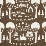 Farm Scene fabric BROWN color by Schumacher
