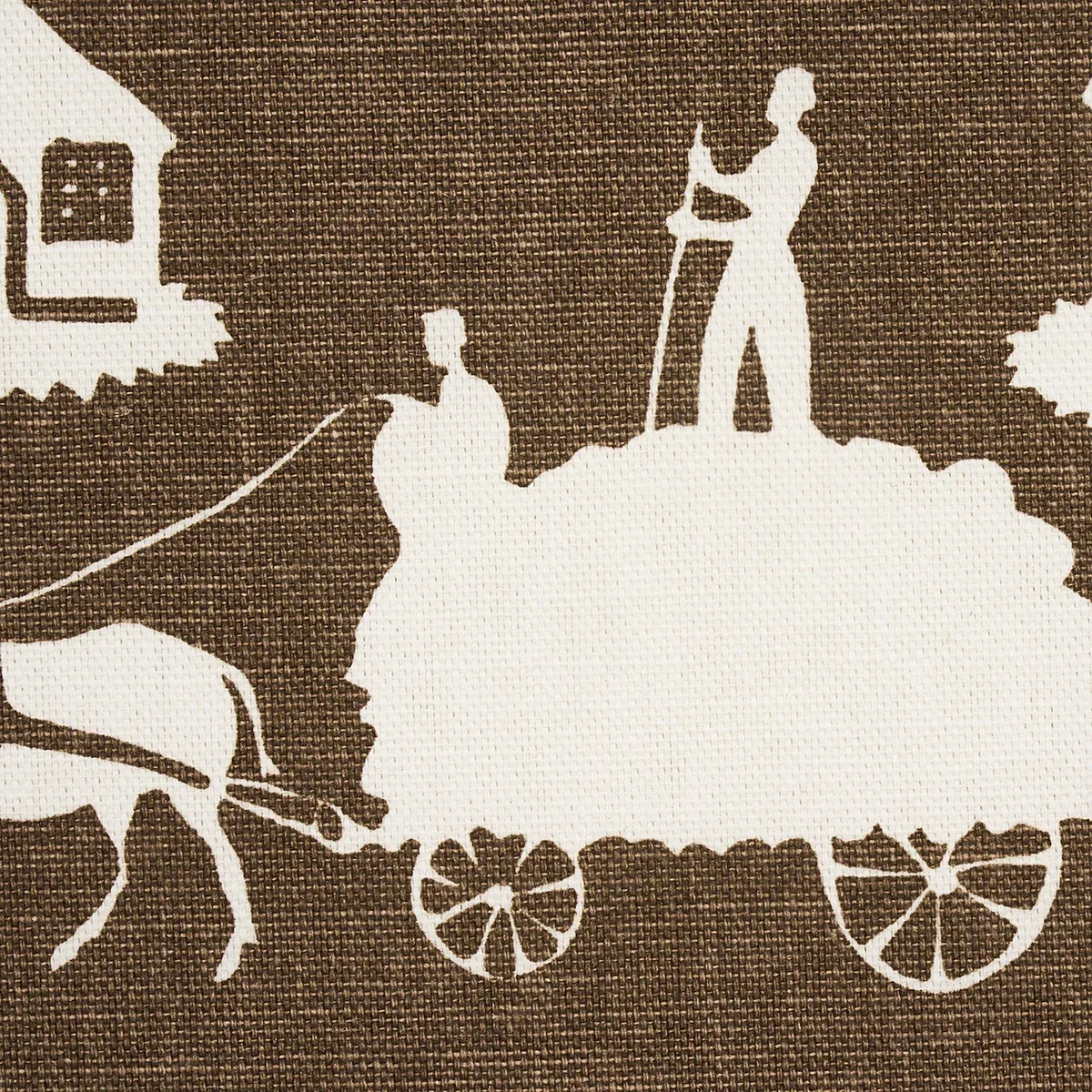 Farm Scene fabric BROWN color by Schumacher