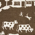 Farm Scene fabric BROWN color by Schumacher