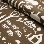 Farm Scene fabric BROWN color by Schumacher