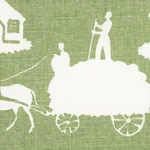 Farm Scene Fabric – GREEN | Schumacher | Wallpaper Twins Farm Scene fabric GREEN color by Schumacher