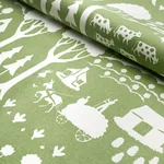 Farm Scene Fabric – GREEN | Schumacher | Wallpaper Twins Farm Scene fabric GREEN color by Schumacher