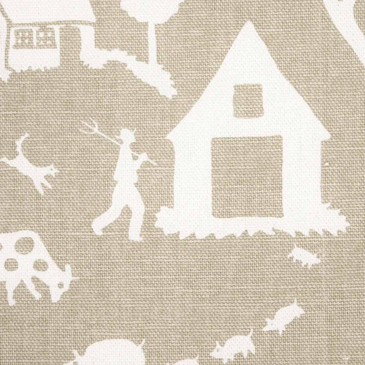 Farm Scene Fabric – NEUTRAL | Schumacher | Wallpaper Twins Farm Scene fabric NEUTRAL color by Schumacher