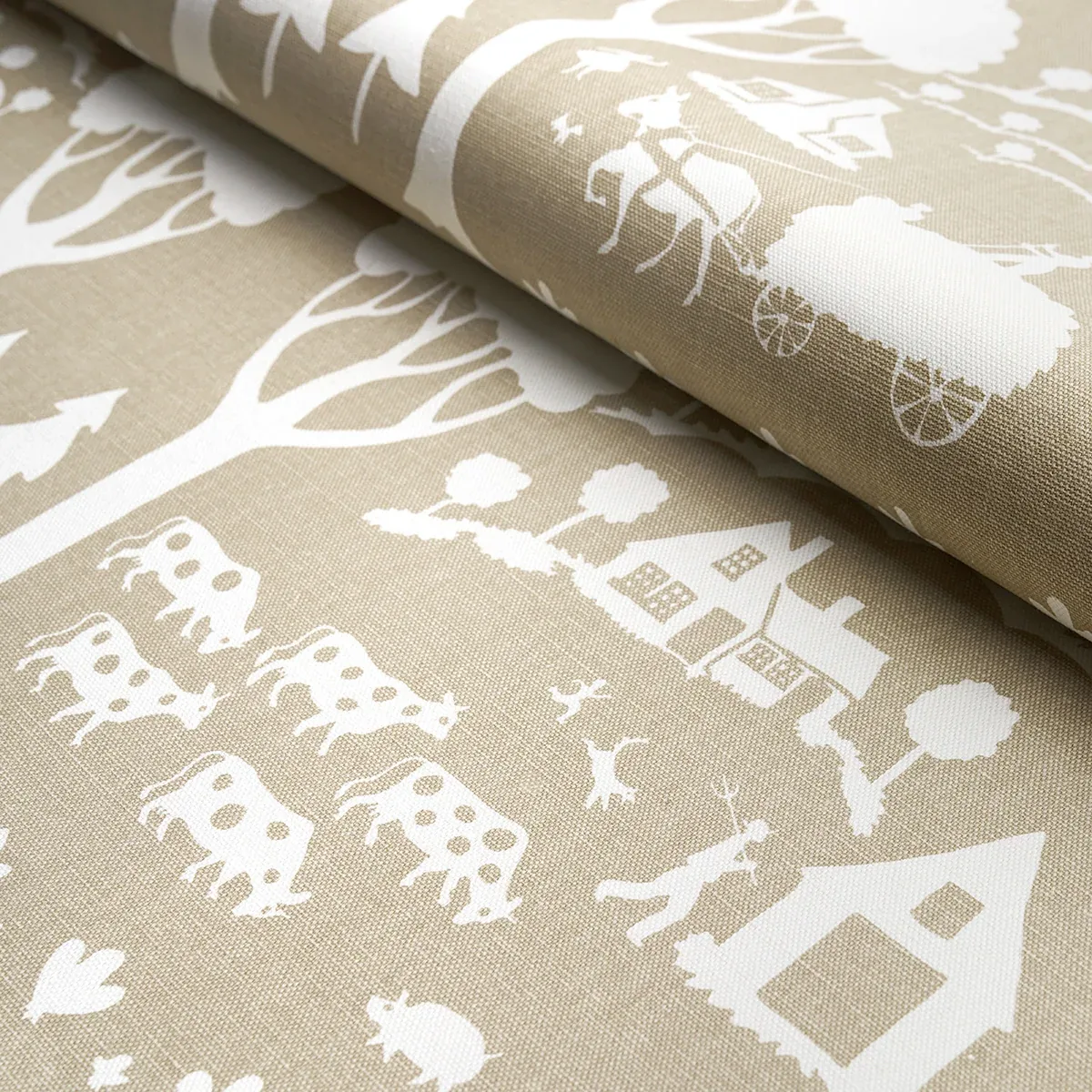 Farm Scene Fabric – NEUTRAL | Schumacher | Wallpaper Twins Farm Scene fabric NEUTRAL color by Schumacher