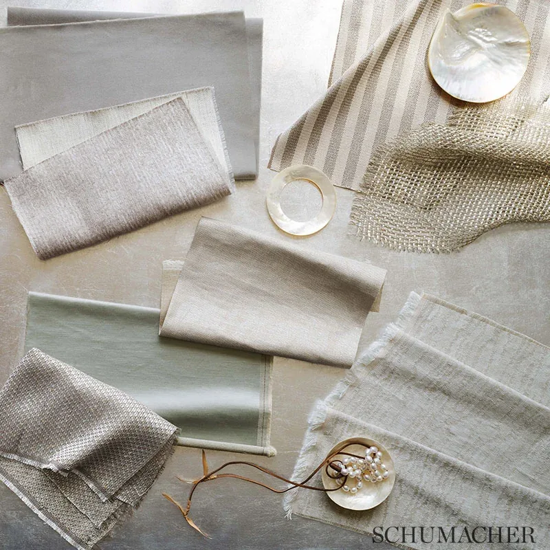FAUX BOIS LINEN fabric PLATINUM color by Schumacher