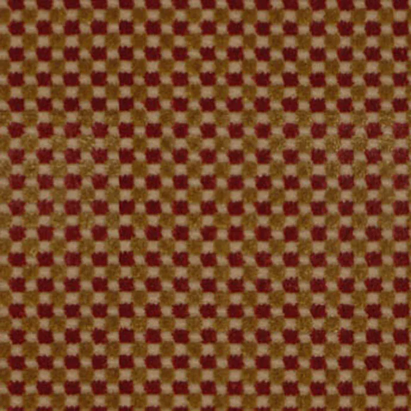 FENWICK CHECK VELVET fabric RED/GOLD color by Schumacher