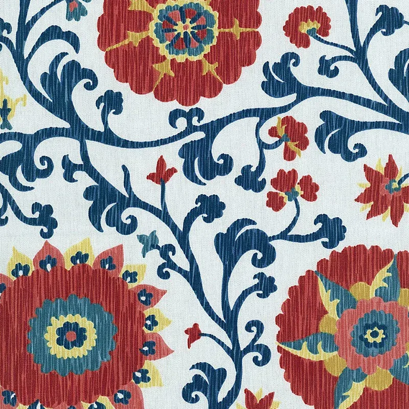 FERGANA EMBROIDERY PRINT fabric PRUSSIAN color by Schumacher