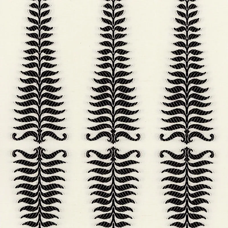 FERN TREE fabric NOIR/CREME color by Schumacher