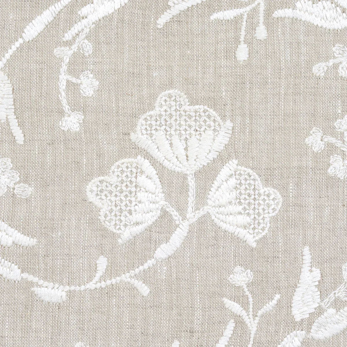 Fiorentina Embroidered Sheer Fabric – OAT | Schumacher | Wal Fiorentina Embroidered Sheer fabric OAT color by Schumacher