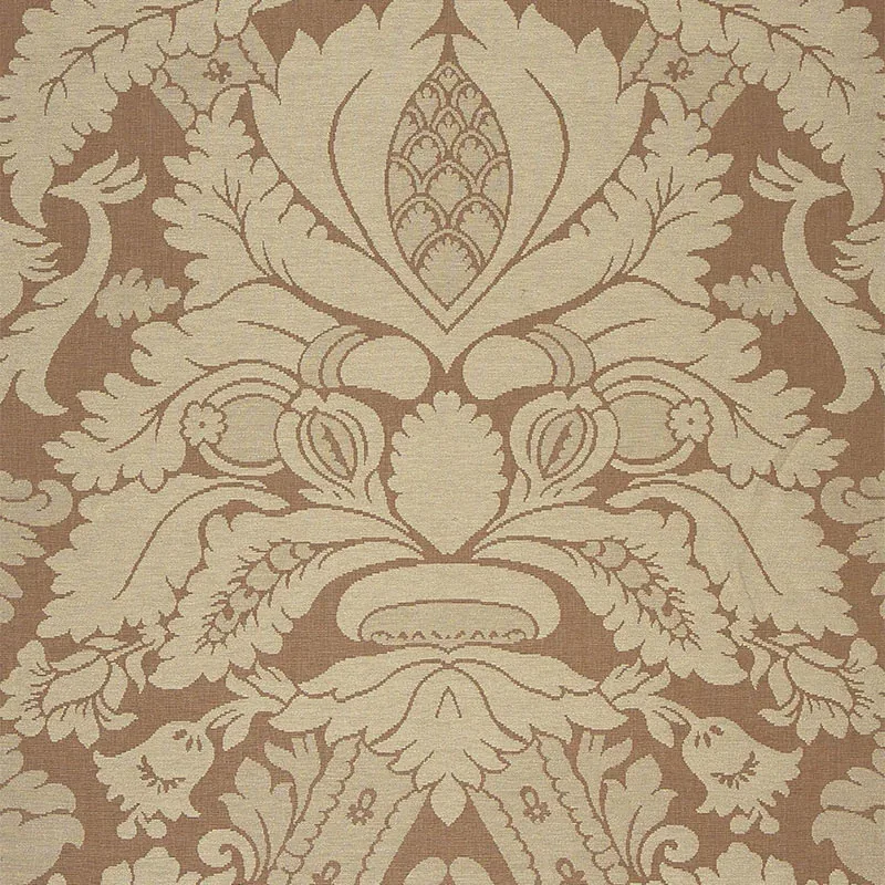 FITZROY LINEN DAMASK fabric CAMEL color by Schumacher