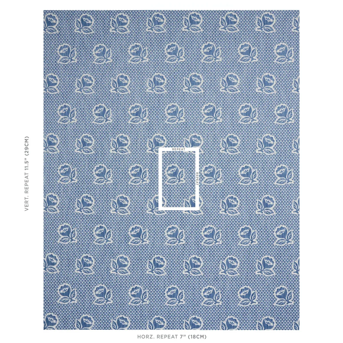 FLEURETTE Fabric – DENIM | Schumacher | Wallpaper Twins FLEURETTE fabric DENIM color by Schumacher
