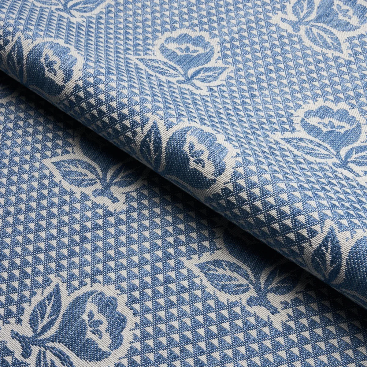 FLEURETTE Fabric – DENIM | Schumacher | Wallpaper Twins FLEURETTE fabric DENIM color by Schumacher
