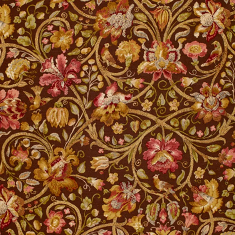 FLEURS DE TOURAINE fabric MAHOGANY color by Schumacher