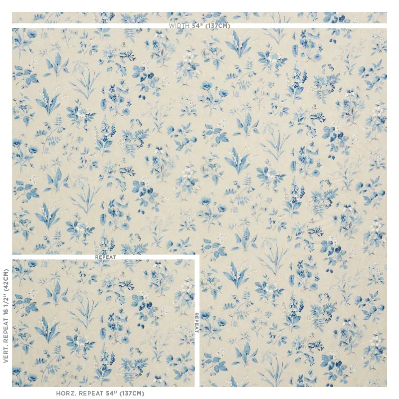 FLOREANA Fabric – BLUE | Schumacher | Wallpaper Twins FLOREANA fabric BLUE color by Schumacher