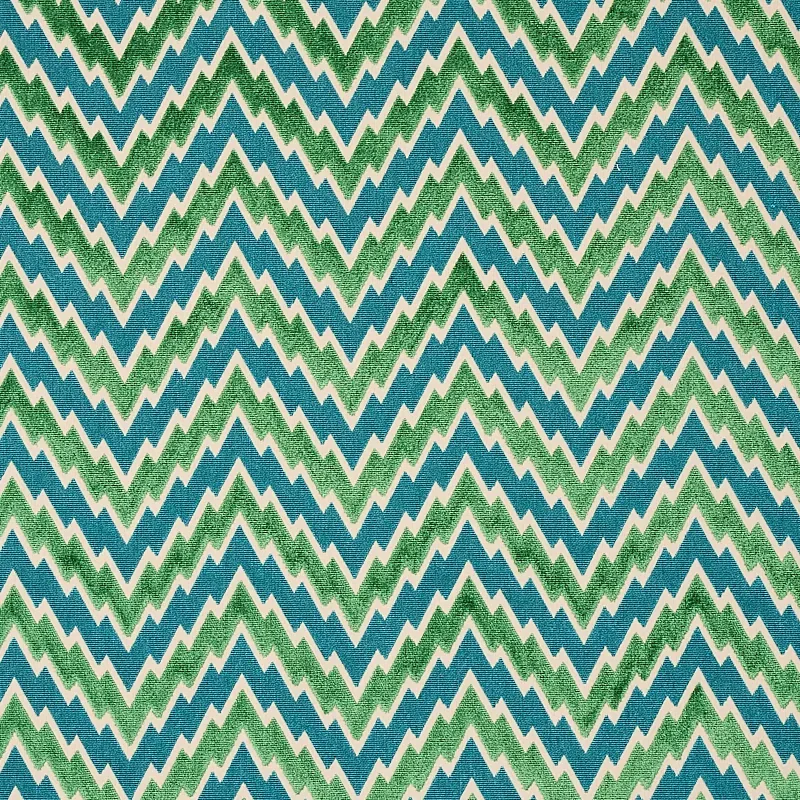 FLORENTINE CHEVRON VELVET fabric EMERALD color by Schumacher