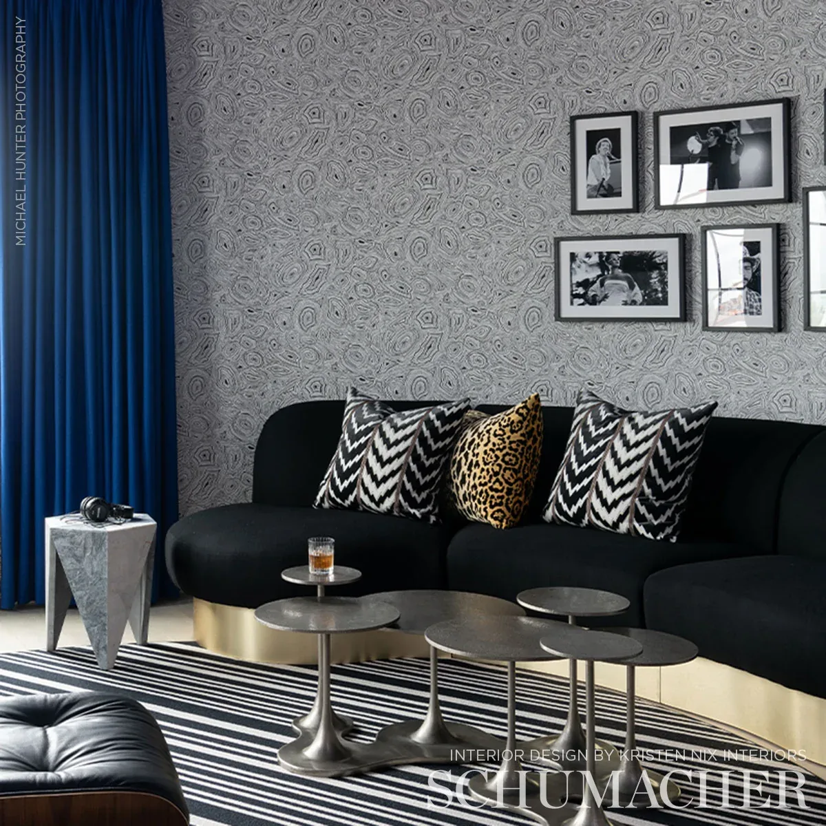 FLORENTINE VELVET fabric BLACK color by Schumacher