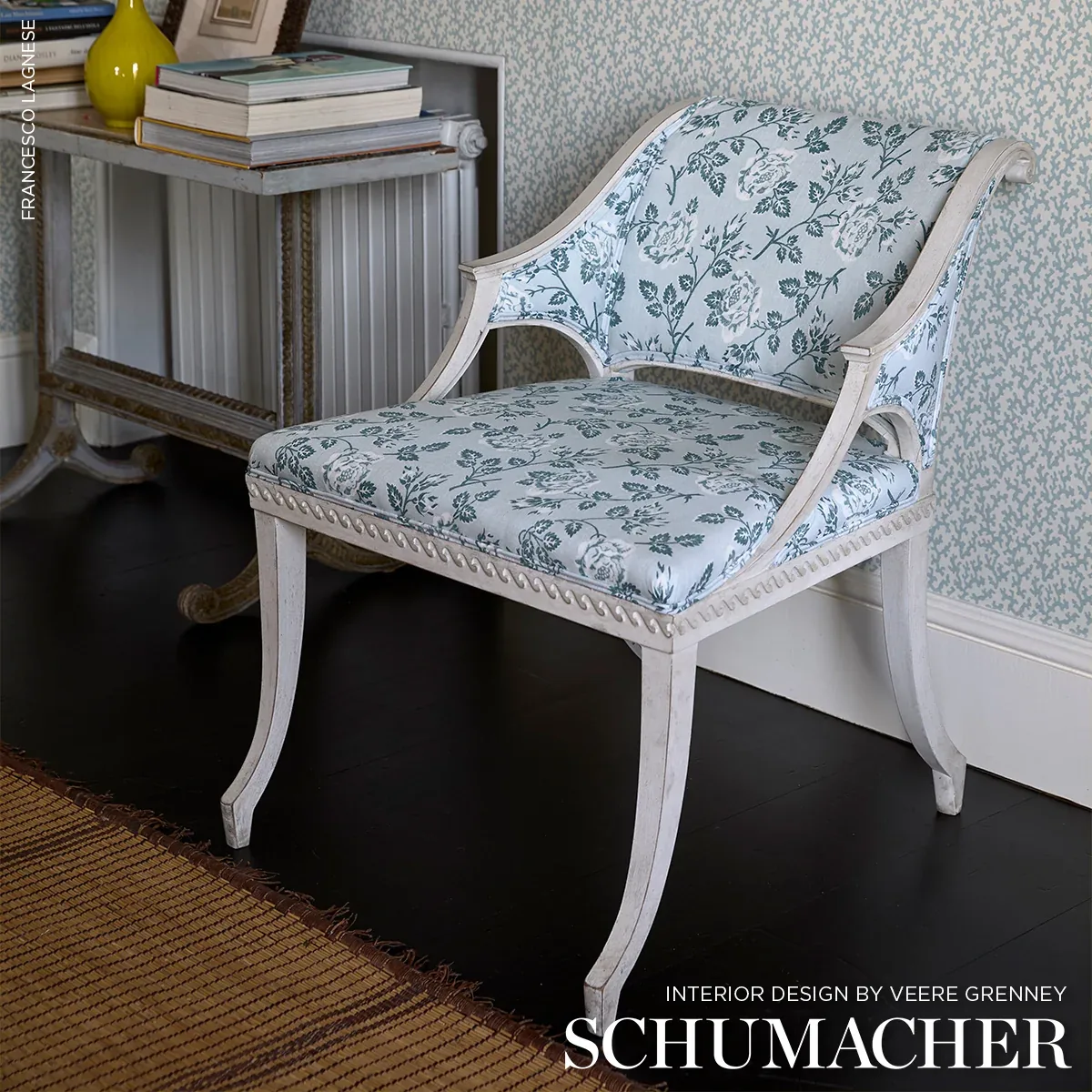 FOLLY Fabric – ORPINGTON BLUE | Schumacher | Wallpaper Twins FOLLY fabric ORPINGTON BLUE color by Schumacher