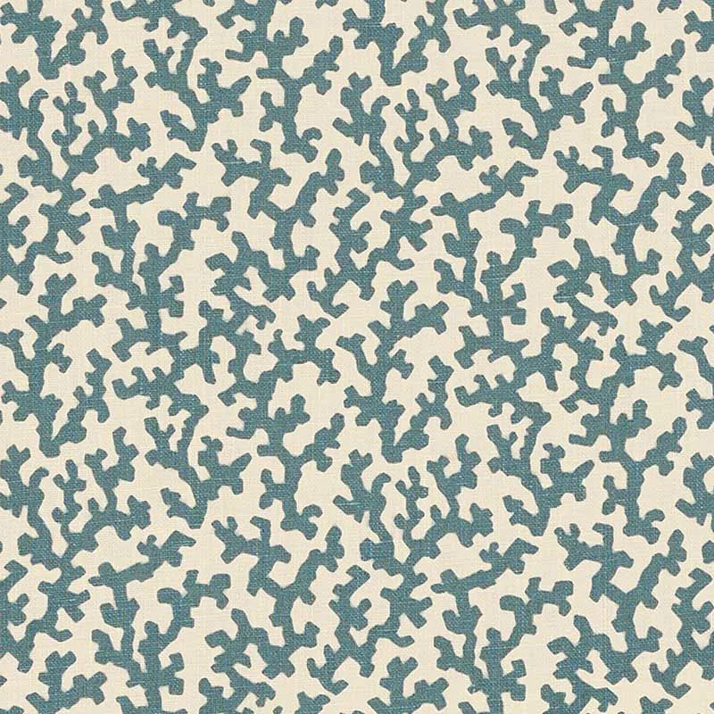 FOLLY fabric PEACOCK BLUE color by Schumacher